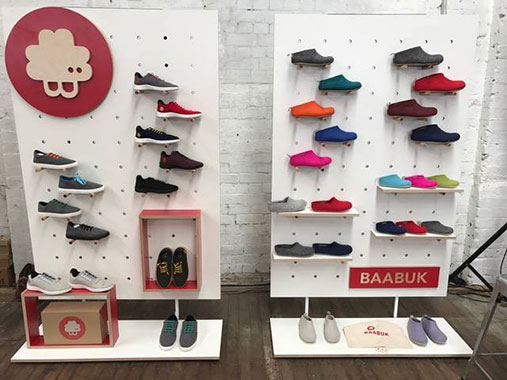 Baabuk men's and women's shoe display in store